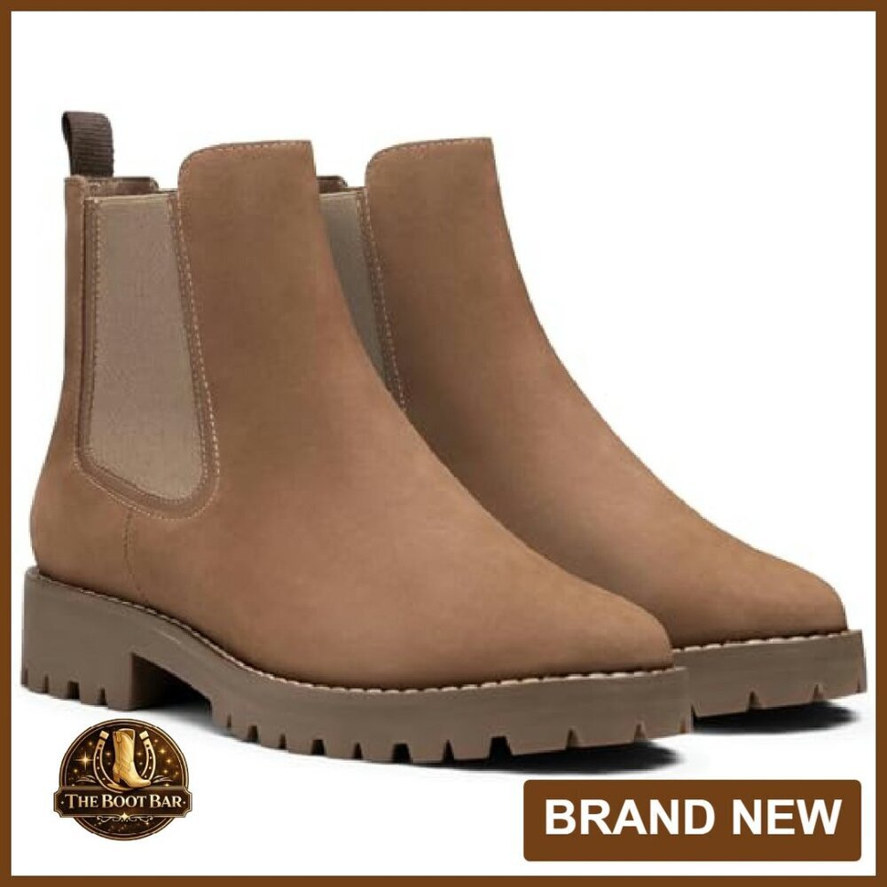 Leather Chelsea Boots Slip-On Ankle Boots Rugged Comfort Durable - Picture 4 of 8